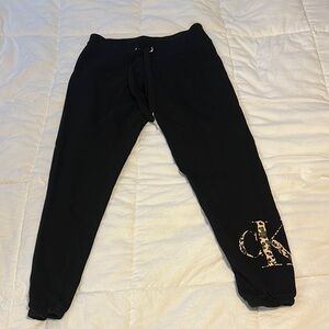 Calvin Klein Black Joggers with Leopard Print Logo